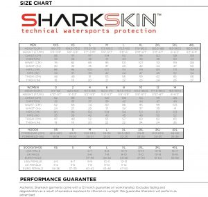 Sharkskin Size Chart
